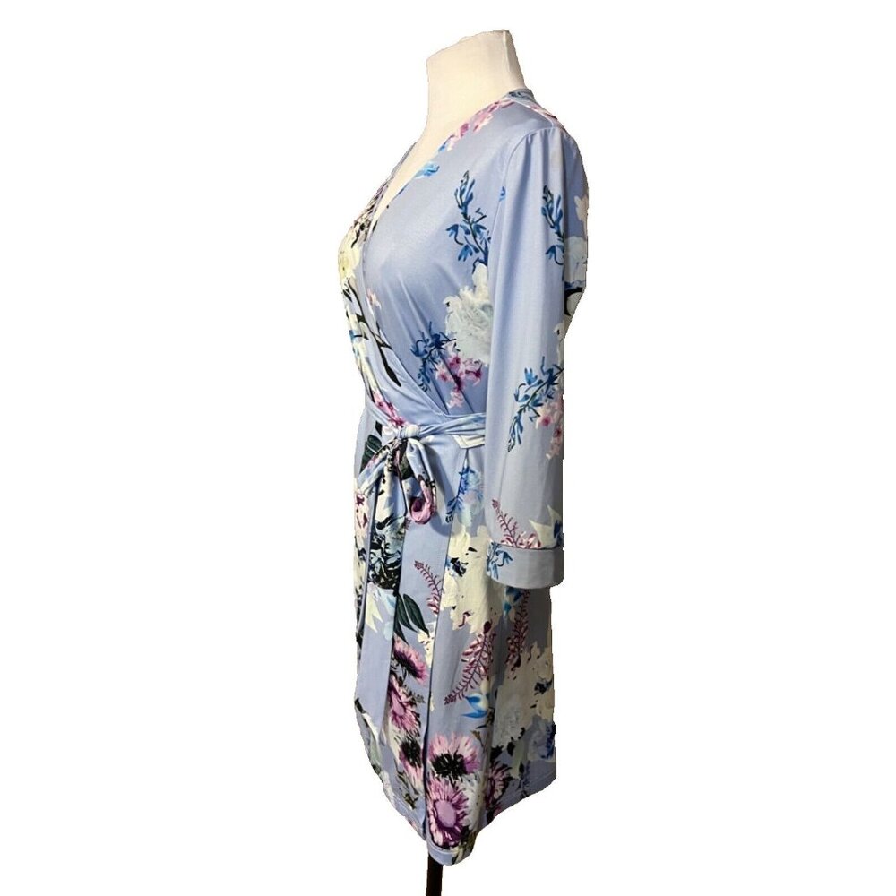 DVF Diane Von Furstenberg Wrap Dress 6 Small Blue Floral SILK Career Church - Picture 5 of 13